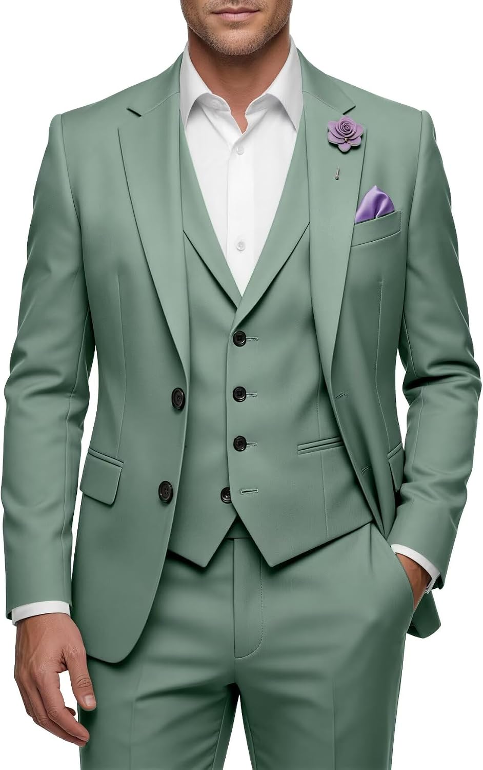 Mens Suit Regular Fit 3 Piece Suits for Men Wedding Prom Groom Suits Two Button Formal Business Suit Set