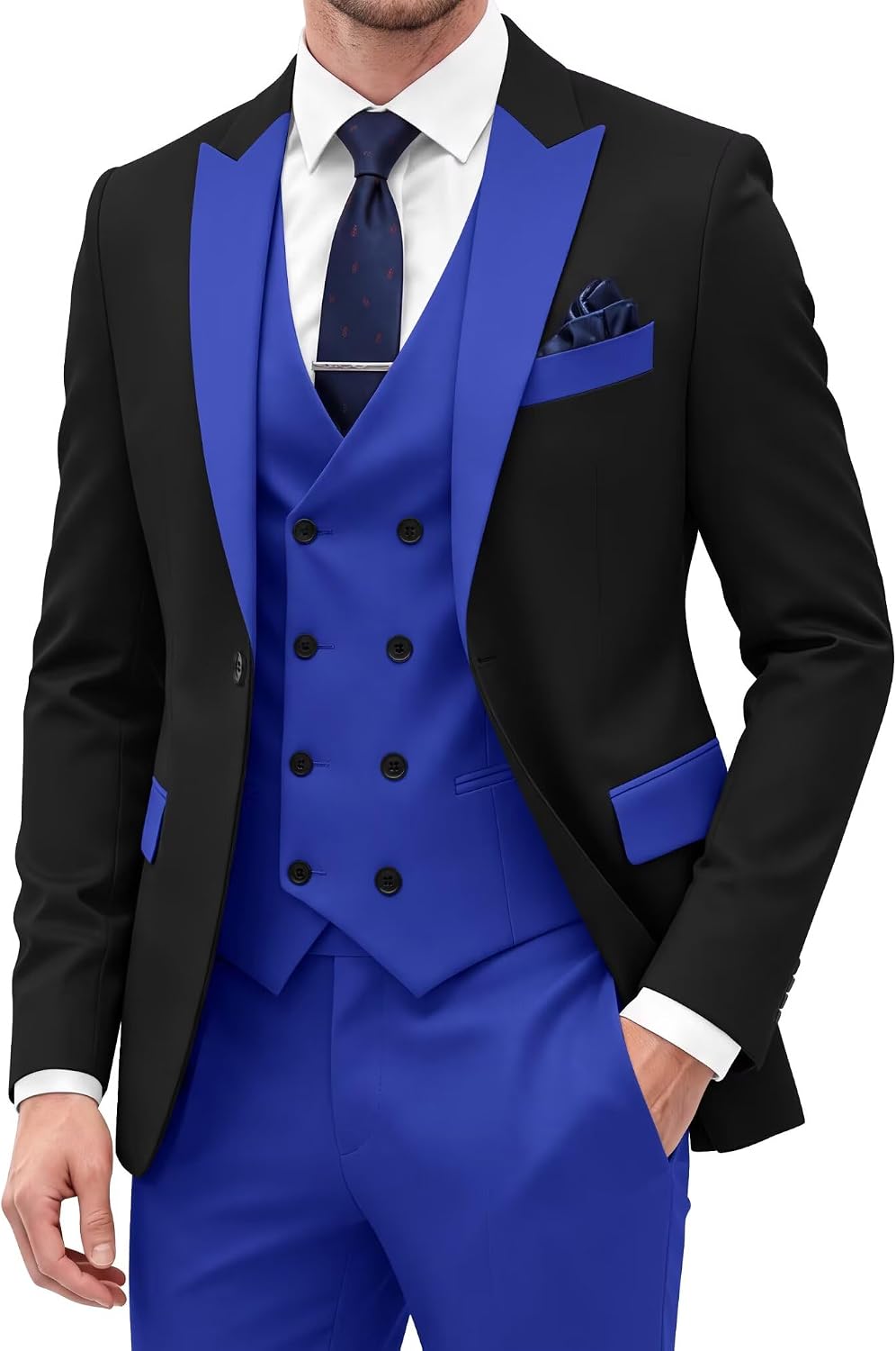Men's Suits 3 Piece Double Breasted Suit Men Slim Fit Mens Suit 3 Piece Formal Suits for Wedding Prom Party
