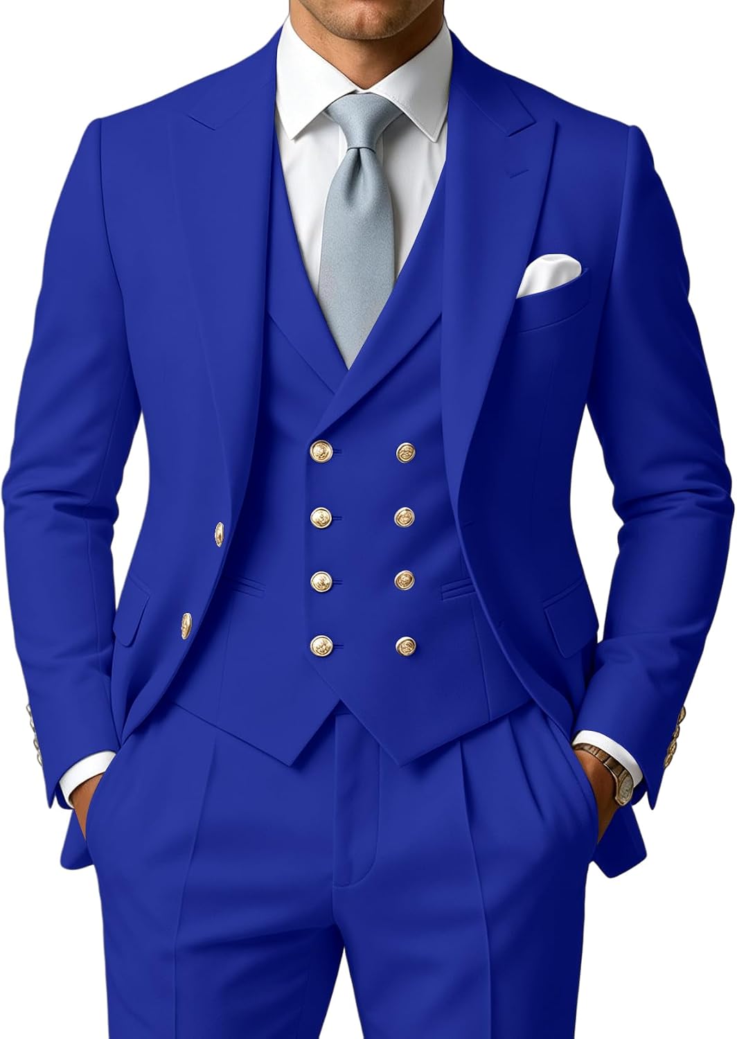 3 Piece Men's Suits Slim Fit Double Breasted Suit for Men