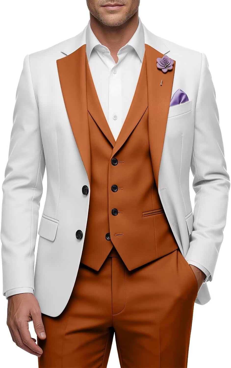 Mens Suit Regular Fit 3 Piece Suits for Men Wedding Prom Groom Suits Two Button Formal Business Suit Set