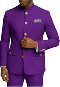 Chinese Tunic Suit Slim Fit Traditional Mandarin Collar Suit 2 Piece Safari Suits for Men Jacket Pant Set