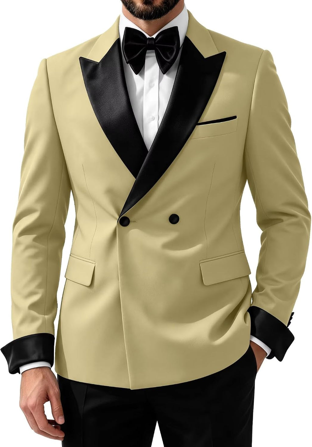 2 Piece Mens Tuxedo Suit Slim Fit Double Breasted Men Suit for Wedding Black Peak Lapel Men's Formal Suits