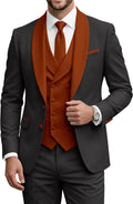 Mens Tuxedo Suits Slim Fit 3 Piece Double Breasted Suit Men Shawl Lapel Men's Formal Suit for Wedding Prom