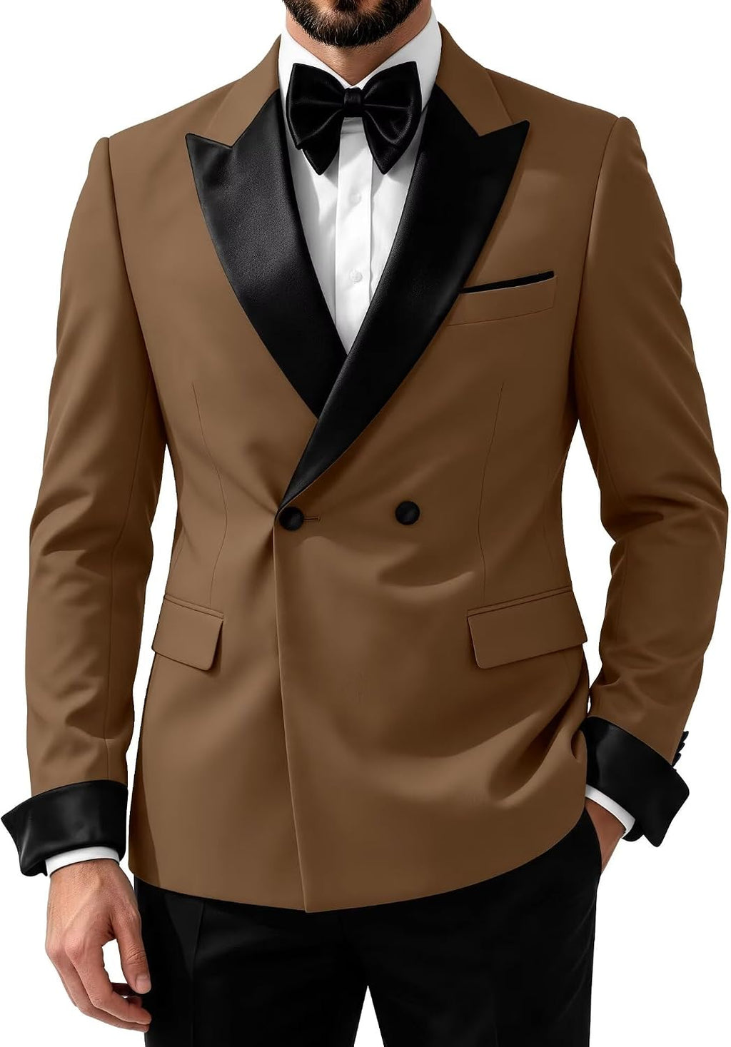 2 Piece Mens Tuxedo Suit Slim Fit Double Breasted Men Suit for Wedding Black Peak Lapel Men's Formal Suits