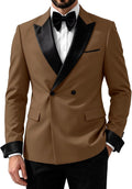 2 Piece Mens Tuxedo Suit Slim Fit Double Breasted Men Suit for Wedding Black Peak Lapel Men's Formal Suits