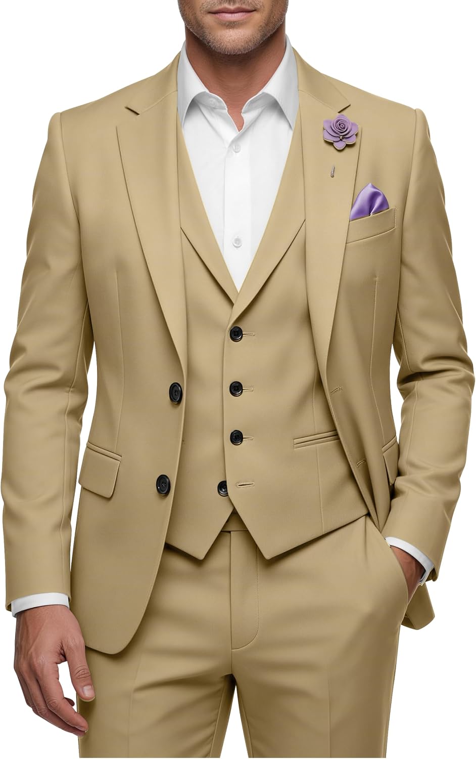 Mens Suit Regular Fit 3 Piece Suits for Men Wedding Prom Groom Suits Two Button Formal Business Suit Set