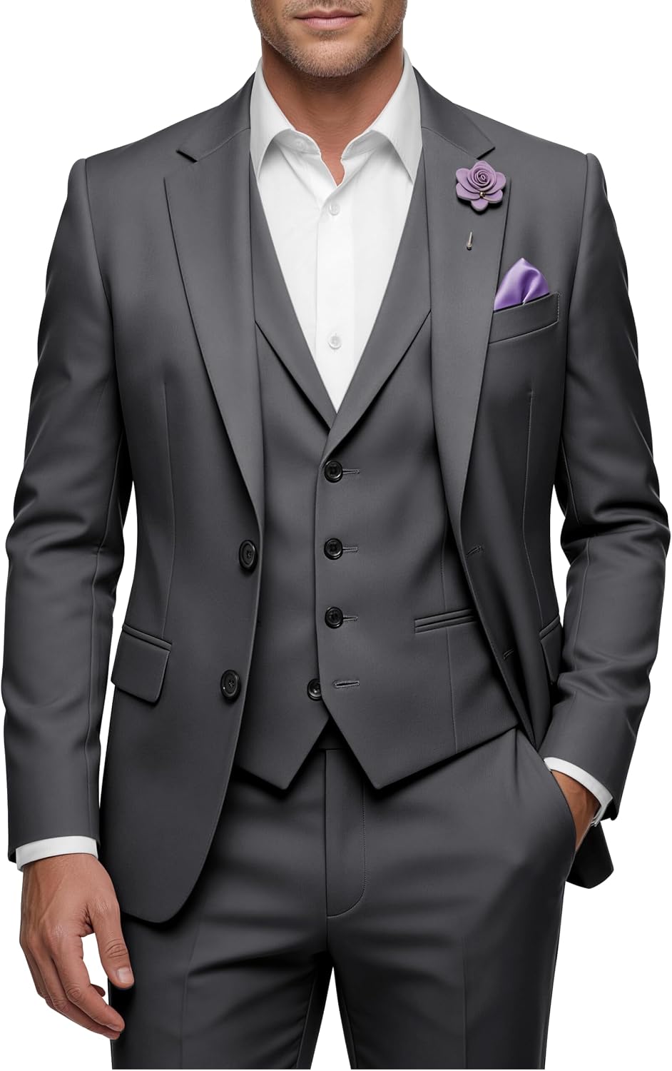 Mens Suit Regular Fit 3 Piece Suits for Men Wedding Prom Groom Suits Two Button Formal Business Suit Set