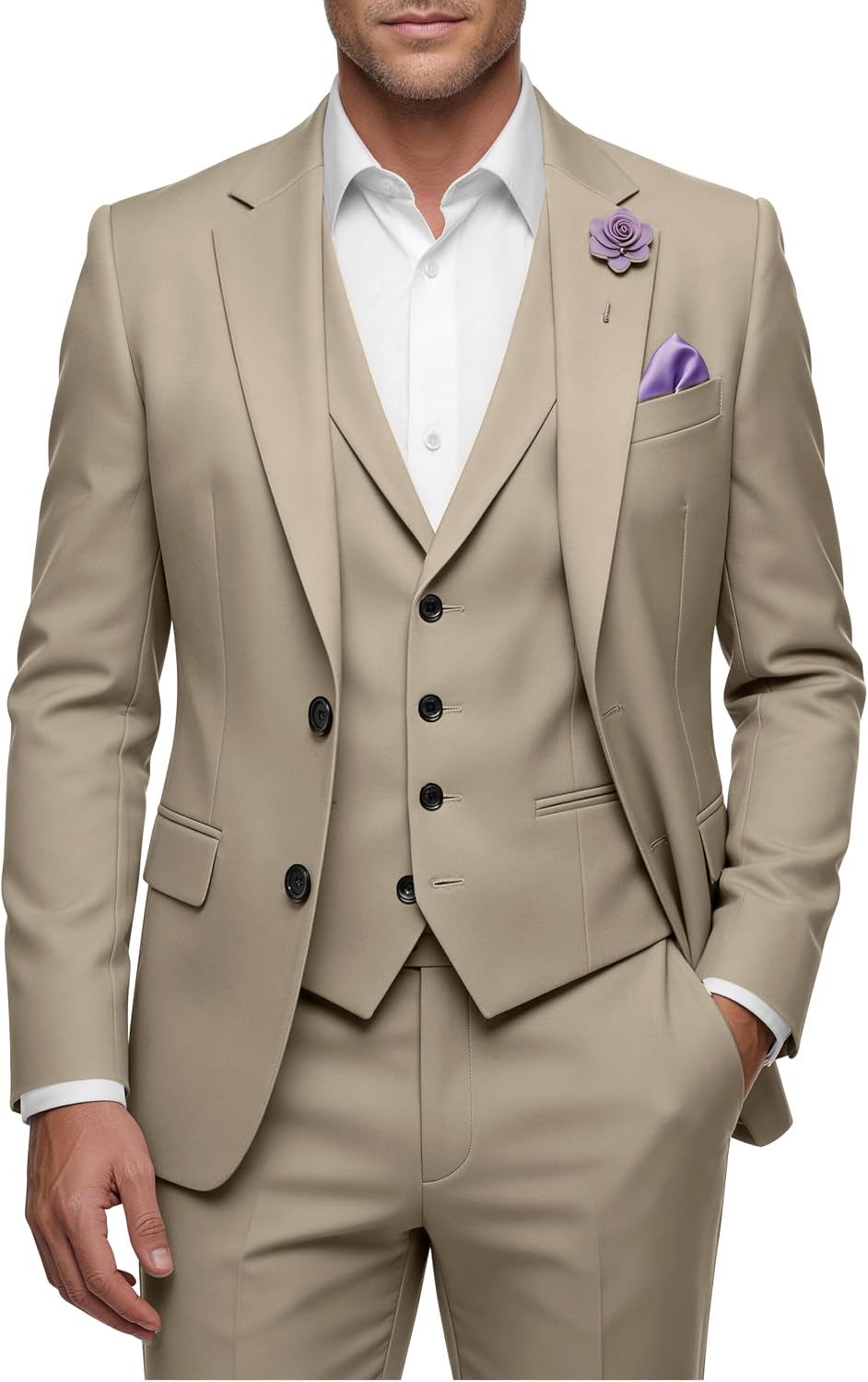 Mens Suit Regular Fit 3 Piece Suits for Men Wedding Prom Groom Suits Two Button Formal Business Suit Set